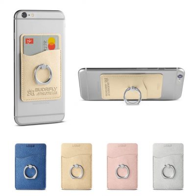 Leeman™ Shimmer Card Holder w/Metal Ring Phone Stand