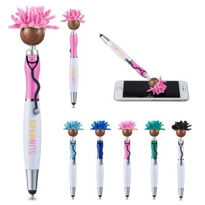 MopToppers® Screen Cleaner w/Multi-Cultural Version Stethoscope Stylus Pen - (Brown Skin Color)