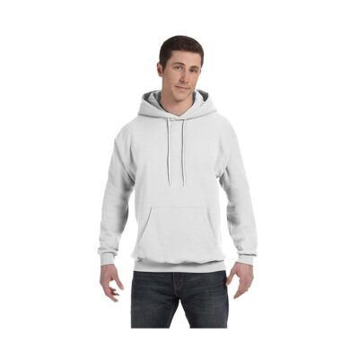 Hanes® Unisex 7.8 Oz. Ecosmart® 50/50 Pullover Hooded White Sweatshirt