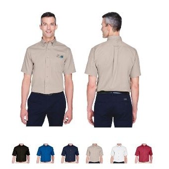 Harriton® Men's Easy Blend Short Sleeve Twill Shirt w/Stain Release