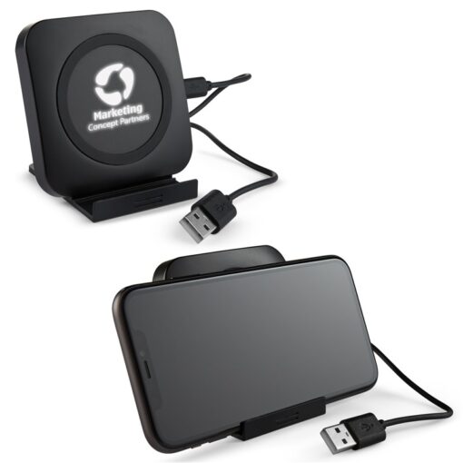 Light-Up-Your-Logo Wireless Charging Pad & Phone Stand