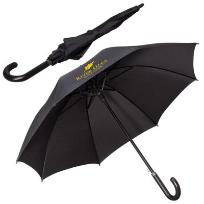Leeman™ 48" Executive Umbrella w/Curved Faux Leather Handle-1