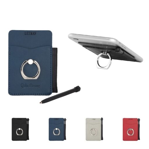 Tuscany™ Card Holder w/Metal Ring Phone Stand & Stylus-1