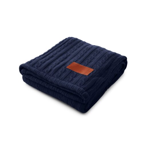 LEEMAN Cable Knit Sherpa Throw-4