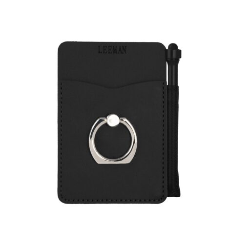 LEEMAN Tuscany? Card Holder With Metal Ring Phone Stand And Stylus-2