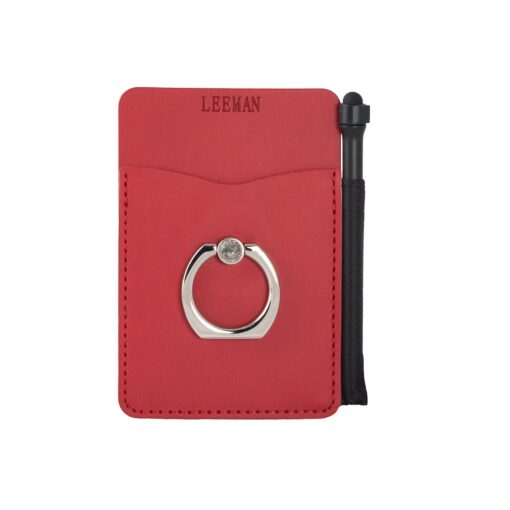 LEEMAN Tuscany? Card Holder With Metal Ring Phone Stand And Stylus-5