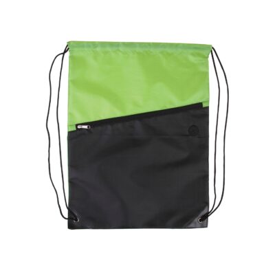 PRIME LINE Two-Tone Poly Drawstring Backpack With Zipper-1