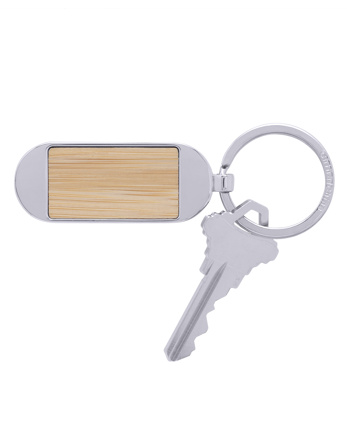 Bamboo & Metal Oval Keychain – Prime Line Promos
